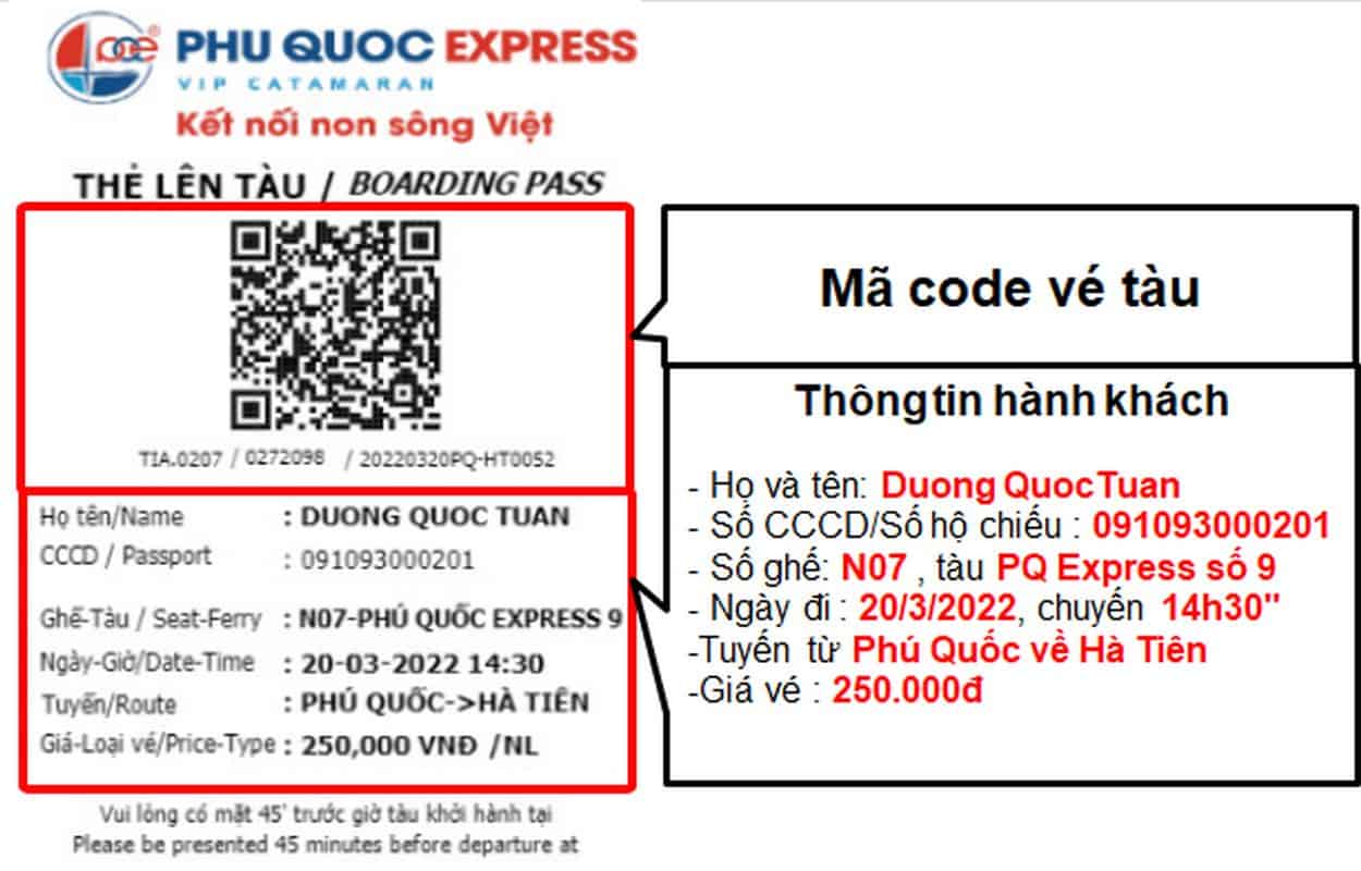 Hình ảnh vé tàu cao tốc Phú Quốc Express