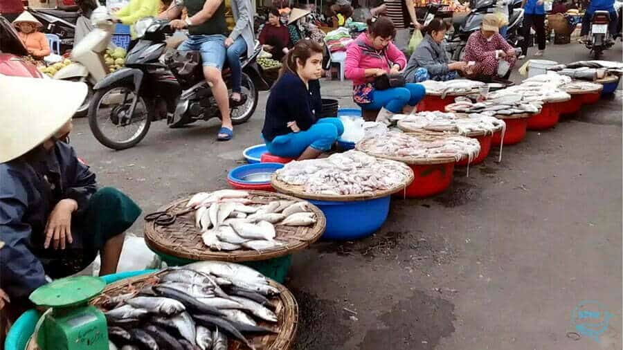 Hải sản Nha Trang giá cả phải chăng tại chợ Xóm Mới.