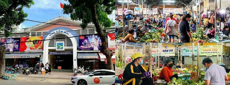 Cổng chào vào của chợ Xóm Mới Nha Trang